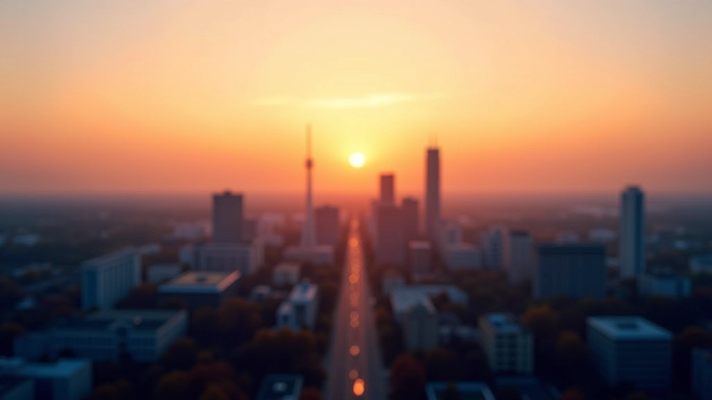 Moderni Lietuvos miesto panorama su 5G antenom ir skaitmeninio ryšio simboliais
